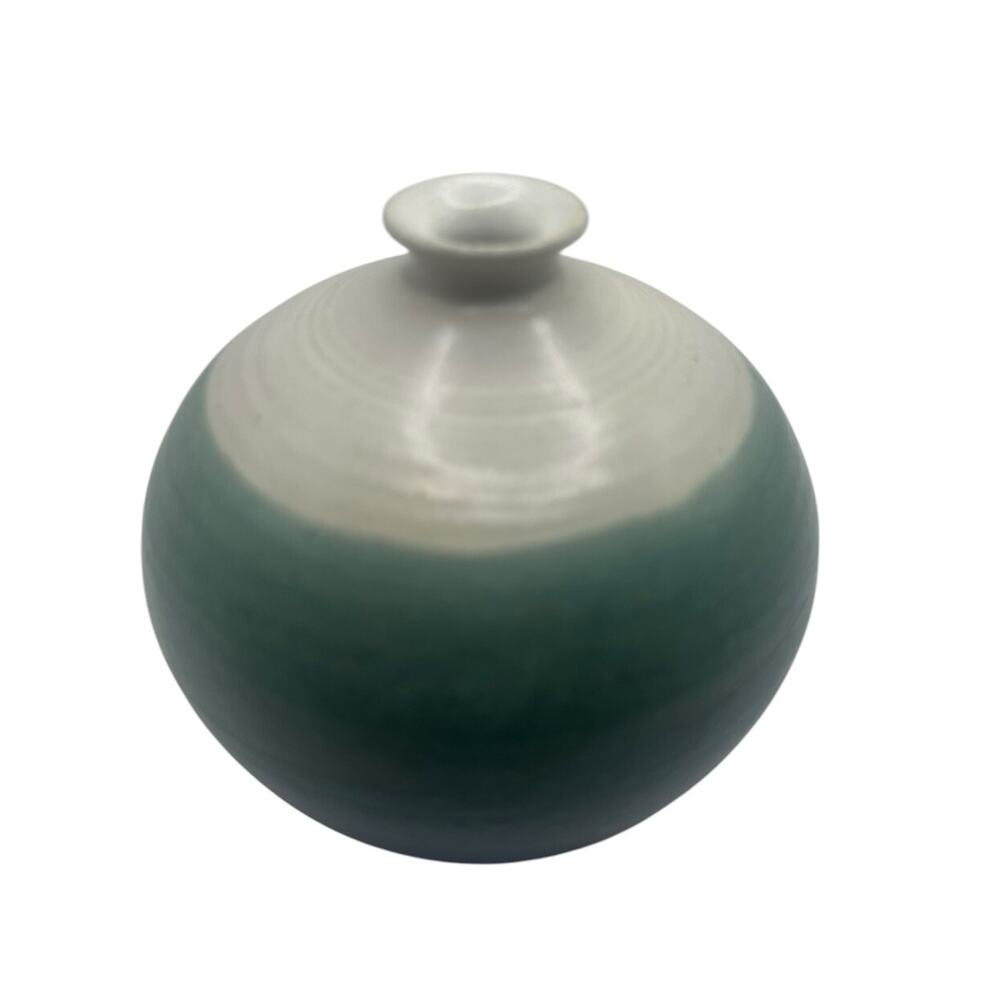 VTG Blue Green Stem Vase Pringle North Carolina Ceramic Pottery Art Studio